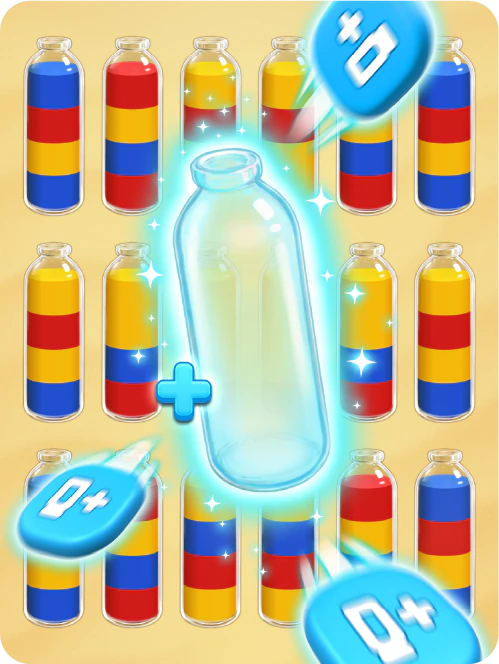 An extra empty bottle added between filled bottles
